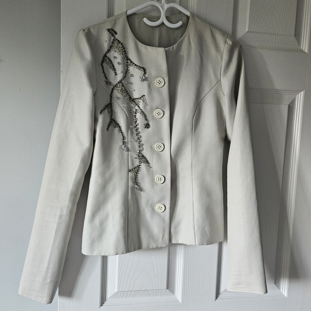 Elegant Cream Embellished Women's Jacket